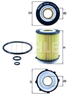 MAHLE Масляный фильтр OX 982D