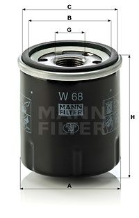 MANN-FILTER alyvos filtras W 68