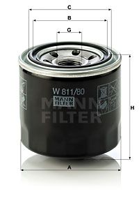 MANN-FILTER alyvos filtras W 811/80