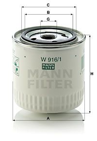 MANN-FILTER alyvos filtras W 916/1