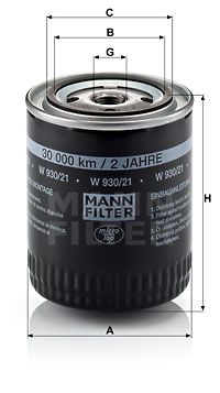 MANN-FILTER alyvos filtras W 930/21