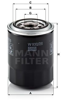 MANN-FILTER alyvos filtras W 930/26