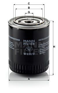 MANN-FILTER alyvos filtras W 930/9