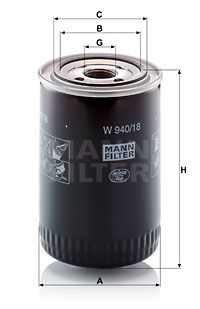 MANN-FILTER filtras, hidraulinė sistema W 940/18