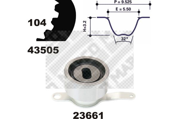 MAPCO paskirstymo diržo komplektas 23505