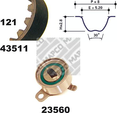 MAPCO paskirstymo diržo komplektas 23511