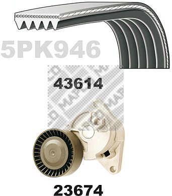 MAPCO V formos rumbuotas diržas, komplektas 23614