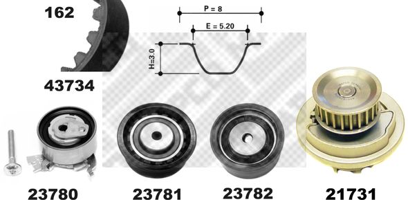 MAPCO Водяной насос + комплект зубчатого ремня 41739/1
