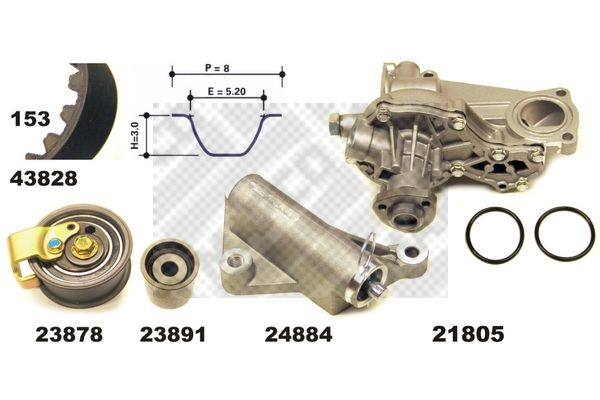 MAPCO Водяной насос + комплект зубчатого ремня 41833