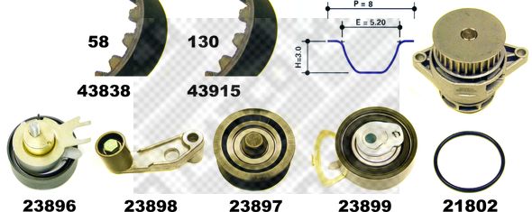 MAPCO Водяной насос + комплект зубчатого ремня 41838/2