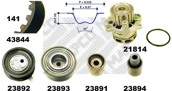 MAPCO Водяной насос + комплект зубчатого ремня 41844