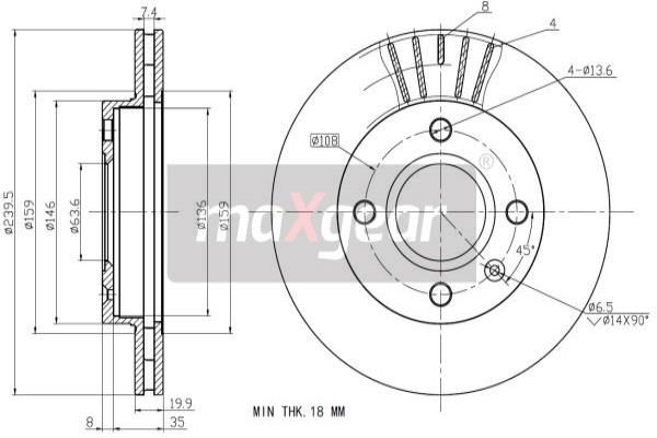 MAXGEAR stabdžių diskas 19-0711