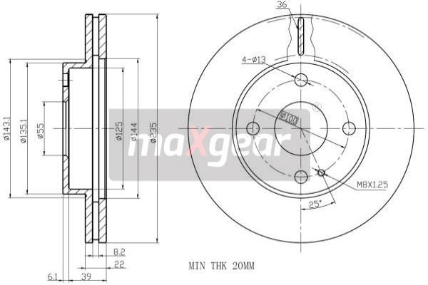 MAXGEAR stabdžių diskas 19-0715