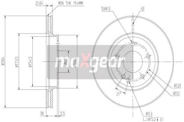 MAXGEAR stabdžių diskas 19-0723MAX