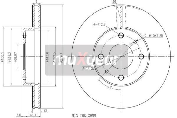 MAXGEAR stabdžių diskas 19-0735