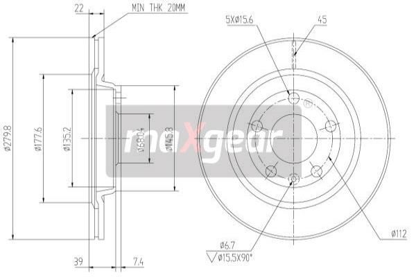 MAXGEAR Тормозной диск 19-0758MAX