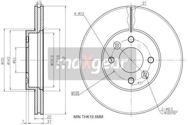 MAXGEAR stabdžių diskas 19-0766