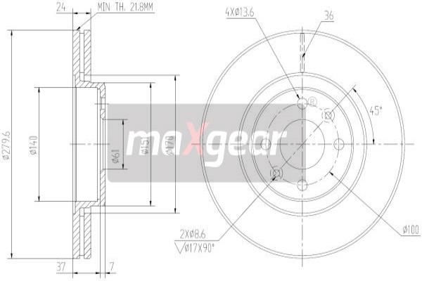 MAXGEAR Тормозной диск 19-0803MAX