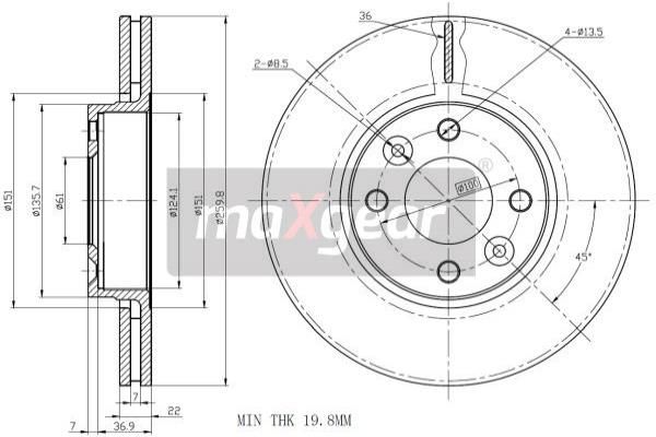 MAXGEAR Тормозной диск 19-0954