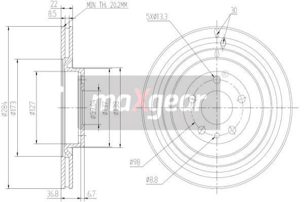 MAXGEAR Тормозной диск 19-0995