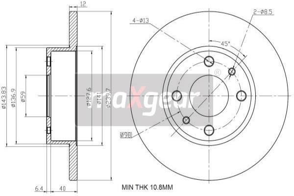 MAXGEAR Тормозной диск 19-1010