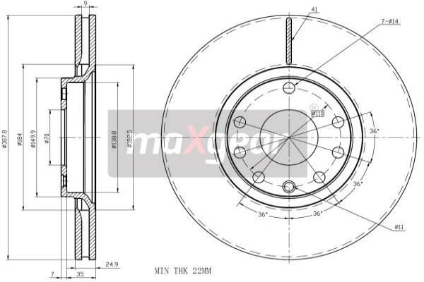 MAXGEAR stabdžių diskas 19-1019