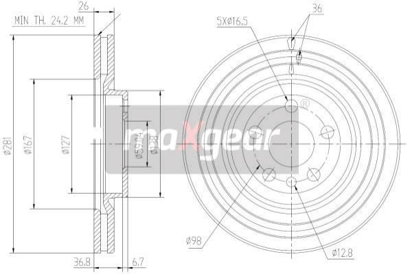 MAXGEAR stabdžių diskas 19-1026