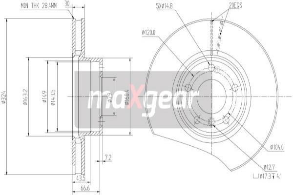 MAXGEAR stabdžių diskas 19-1043MAX