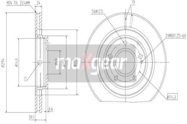 MAXGEAR stabdžių diskas 19-1057MAX