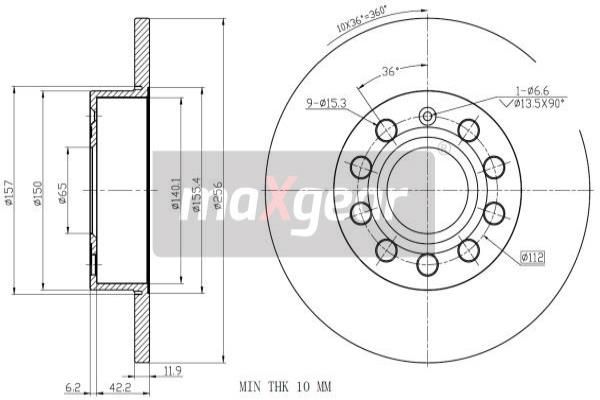 MAXGEAR Тормозной диск 19-1058