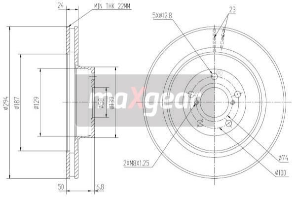 MAXGEAR Тормозной диск 19-1255