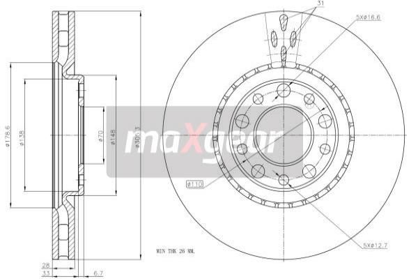 MAXGEAR stabdžių diskas 19-1325