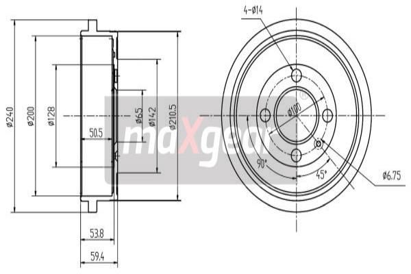 MAXGEAR Тормозной барабан 19-1344