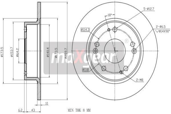 MAXGEAR Тормозной диск 19-1843