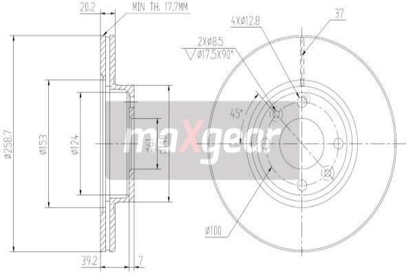 MAXGEAR Тормозной диск 19-1848