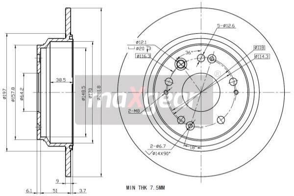 MAXGEAR Тормозной диск 19-1856