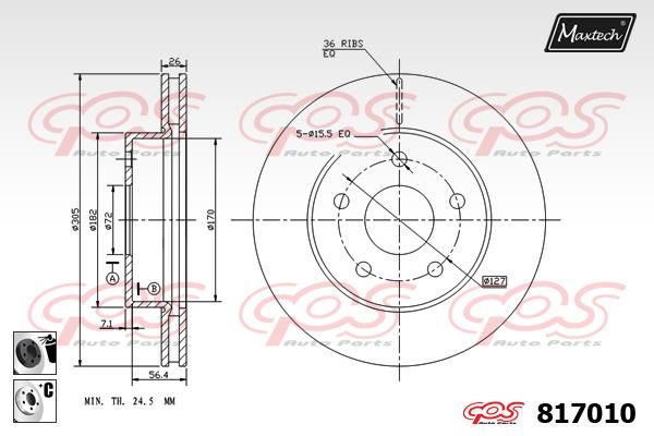 MAXTECH Тормозной диск 817010.6060