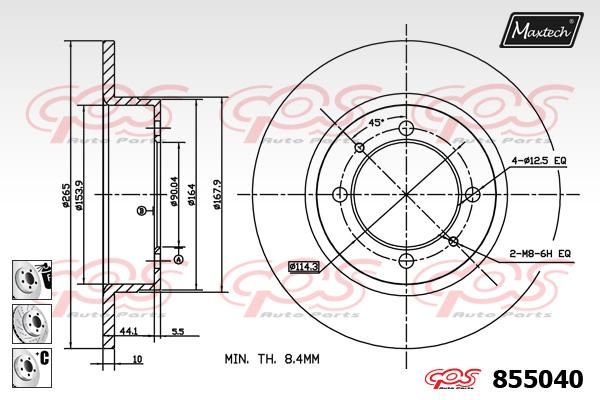 MAXTECH Тормозной диск 855040.6980