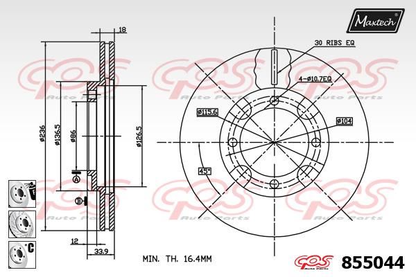 MAXTECH Тормозной диск 855044.6880