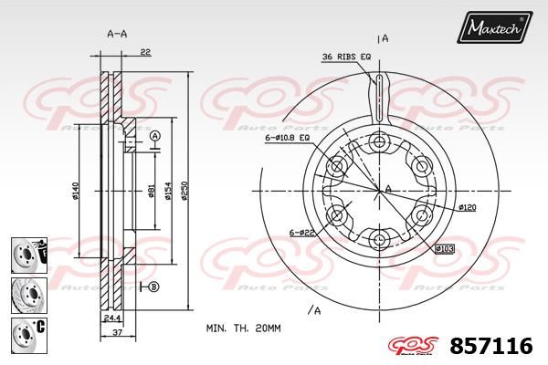 MAXTECH stabdžių diskas 857116.6880