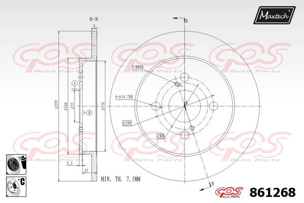 MAXTECH Тормозной диск 861268.6060