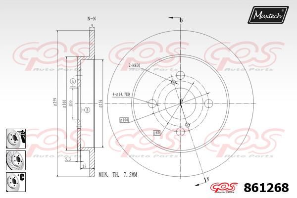 MAXTECH Тормозной диск 861268.6880