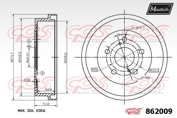 MAXTECH stabdžių būgnas 862009.0000