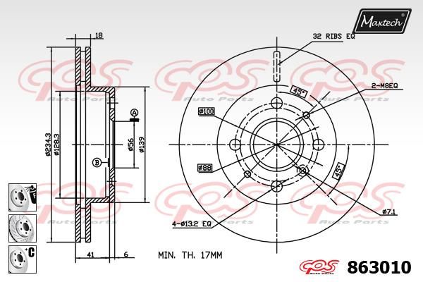 MAXTECH Тормозной диск 863010.6880