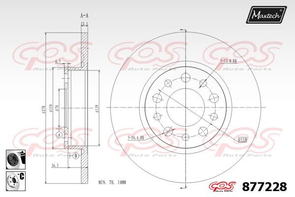 MAXTECH stabdžių diskas 877228.6060