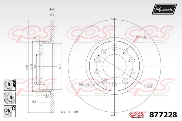 MAXTECH stabdžių diskas 877228.6880