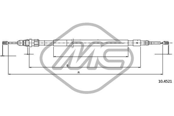 METALCAUCHO Тросик, cтояночный тормоз 80842