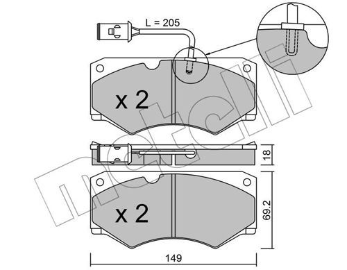 METELLI Комплект тормозных колодок, дисковый тормоз 22-0014-3