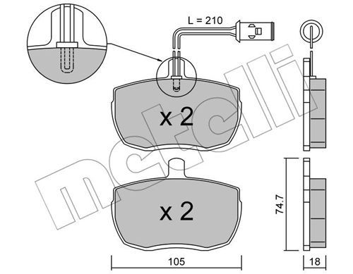 METELLI Комплект тормозных колодок, дисковый тормоз 22-0016-2