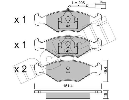 METELLI Комплект тормозных колодок, дисковый тормоз 22-0057-4
